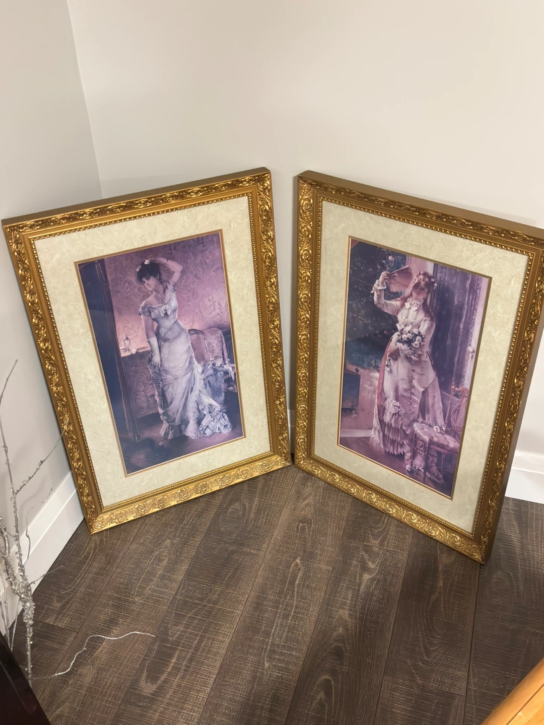 Pair of Framed Vintage Victorian Lady Art Prints