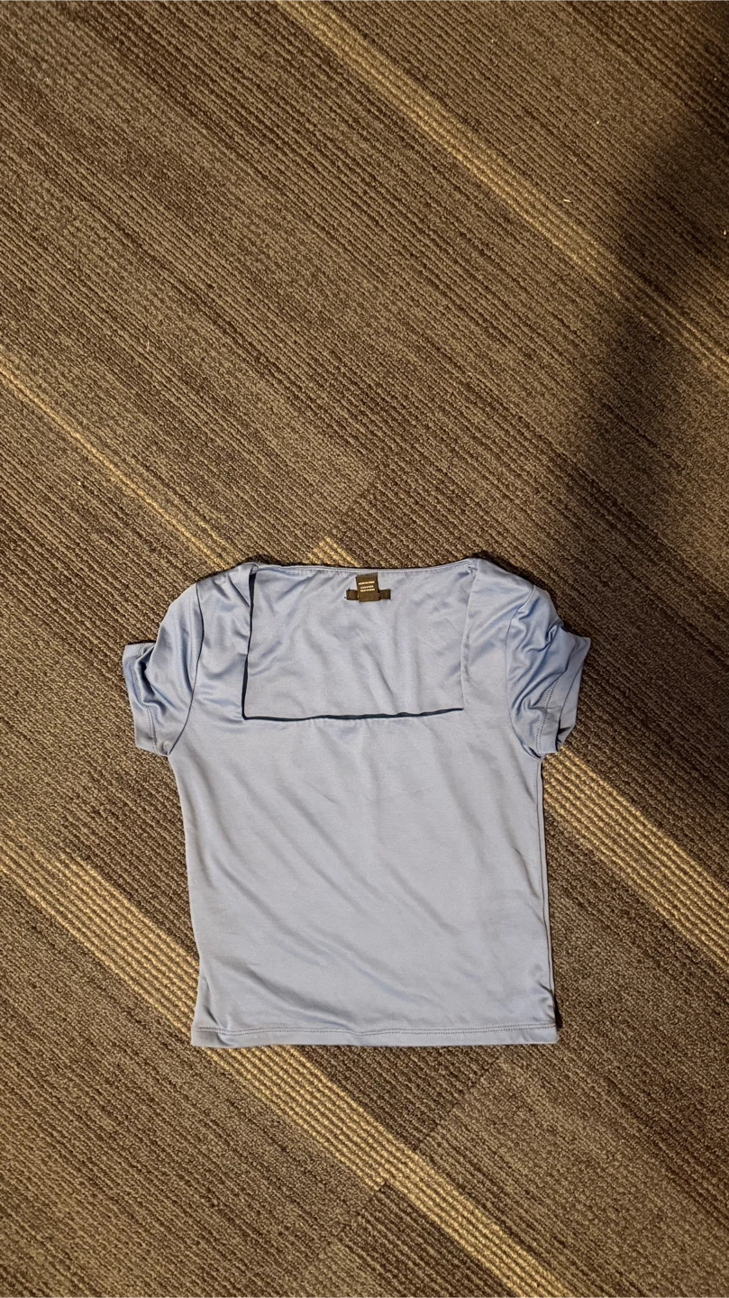 Light Blue Square Neck T-Shirt