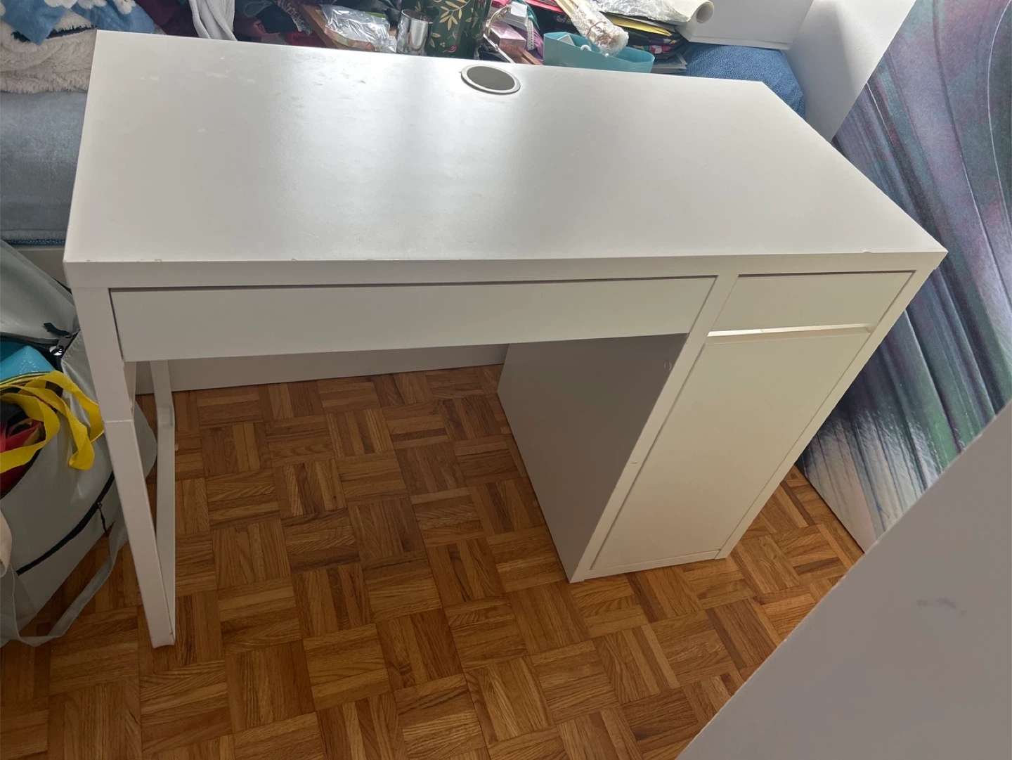 White Desk with Drawers and Storage Cabinet