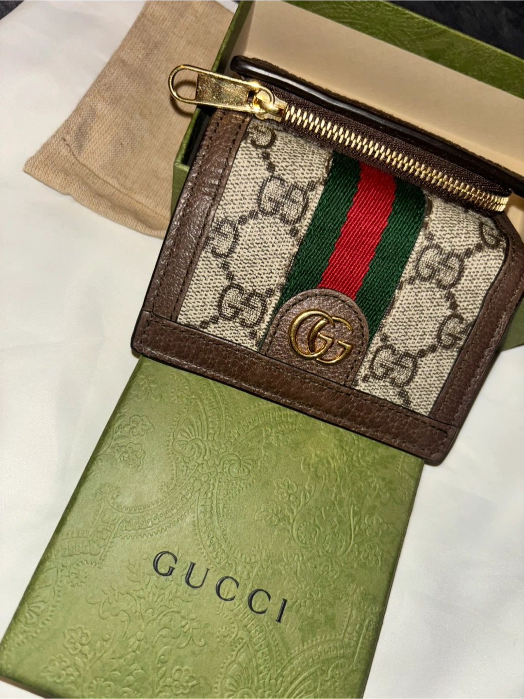 Gucci Ophidia GG Supreme Canvas Tri-Fold Wallet (NEW)