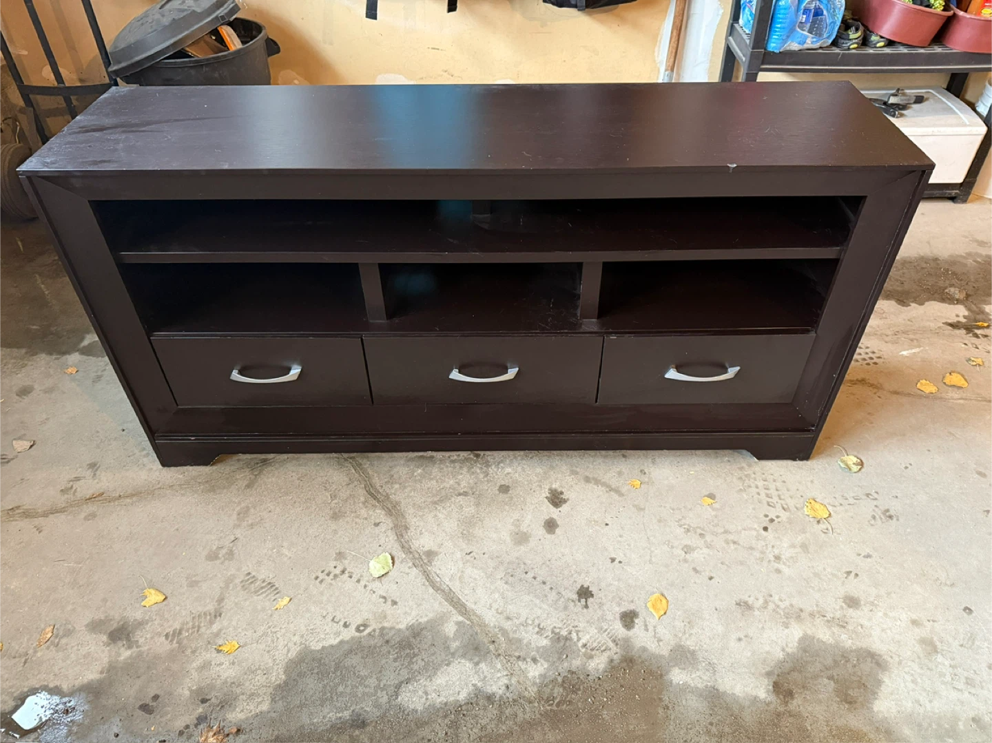 Dark Brown TV Stand with Drawers