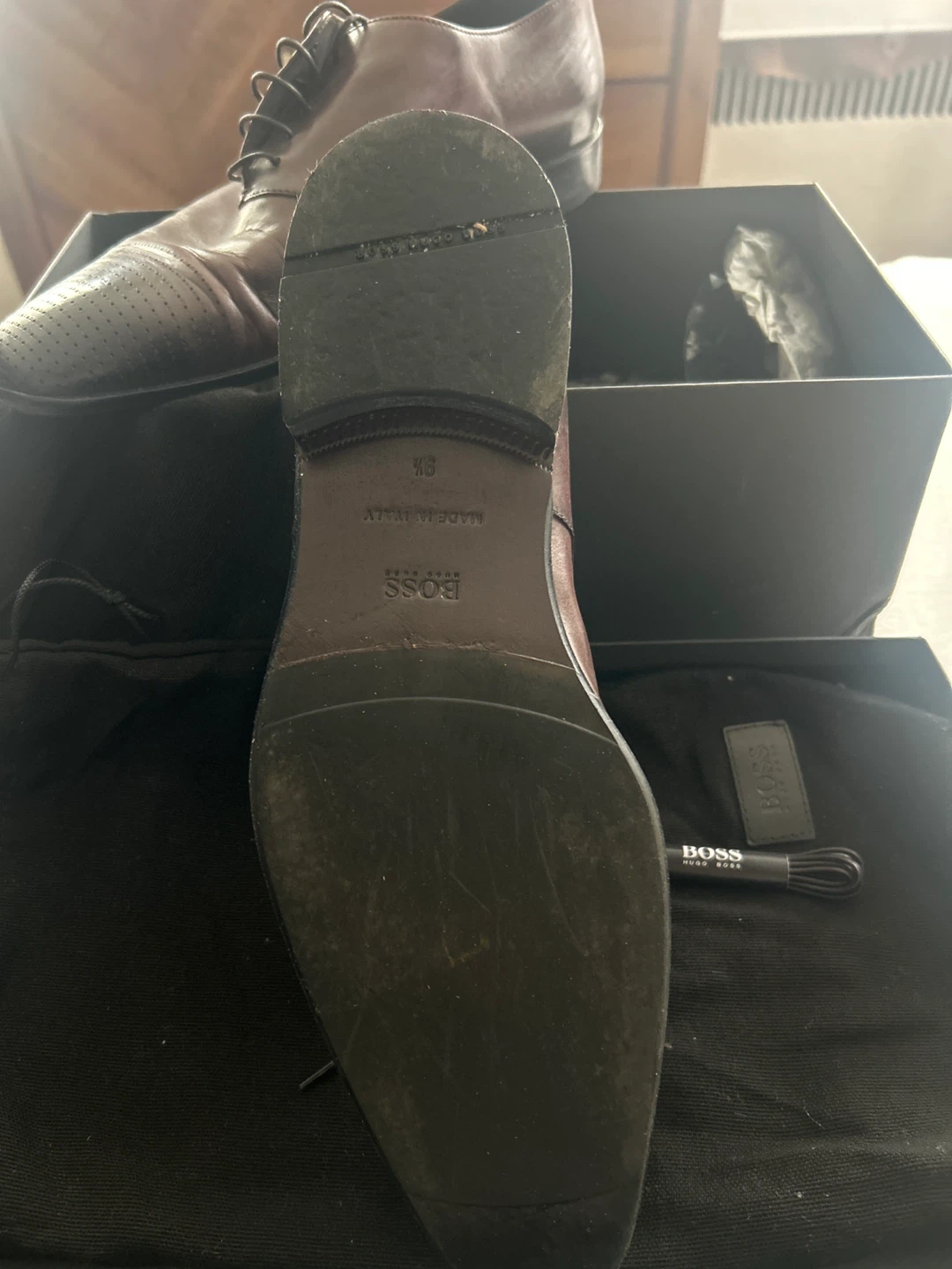 BOSS Hugo Boss Brown Leather Oxford Dress Shoes Men's Size 8 - photo 3