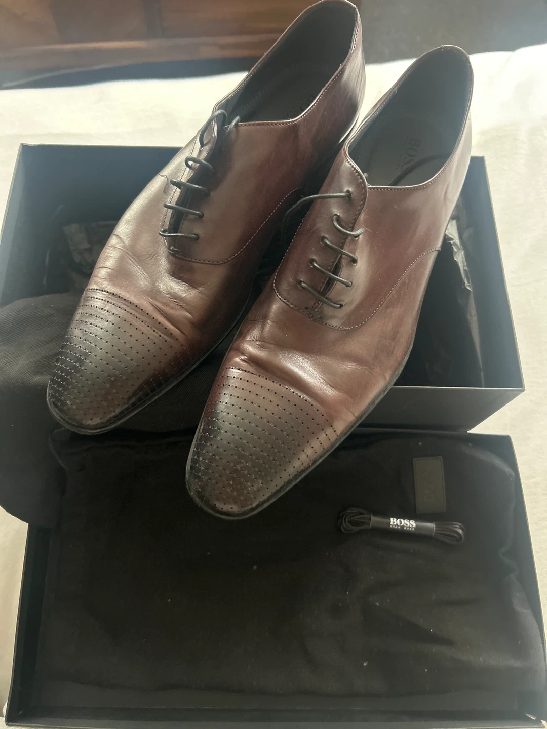 BOSS Hugo Boss Brown Leather Oxford Dress Shoes Men's Size 8 - photo 2