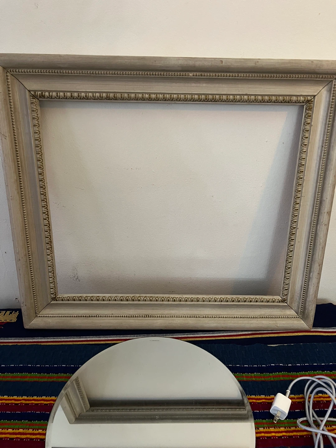Vintage Ornate Picture Frame - Beige Wood