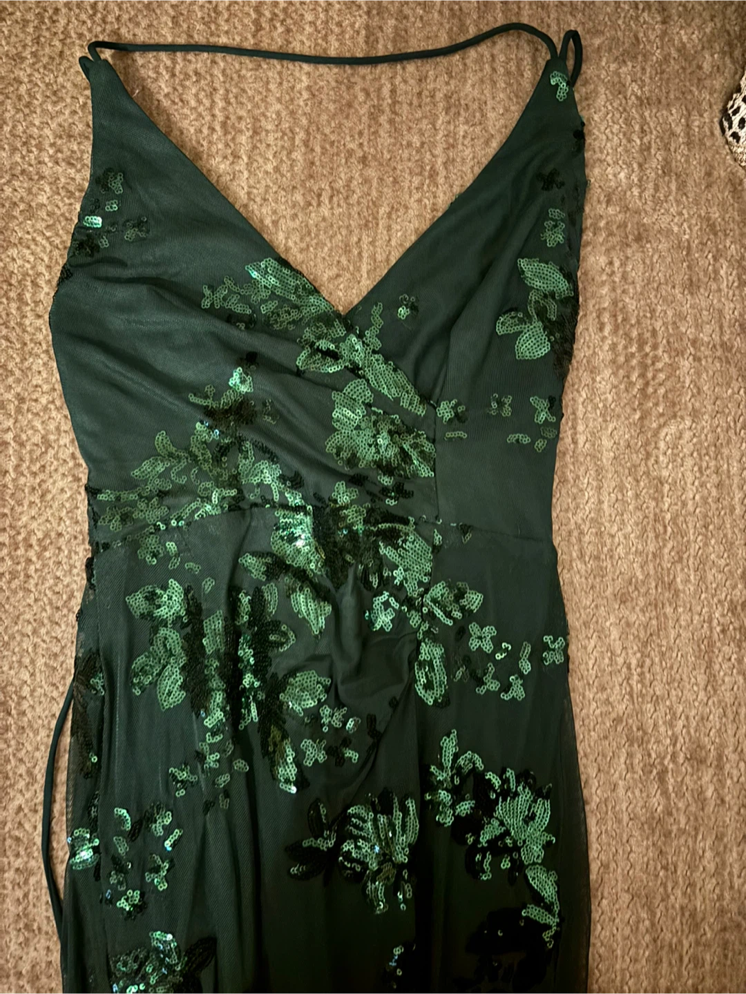 Selfie Leslie Emerald Green Sequin Floral Maxi Dress