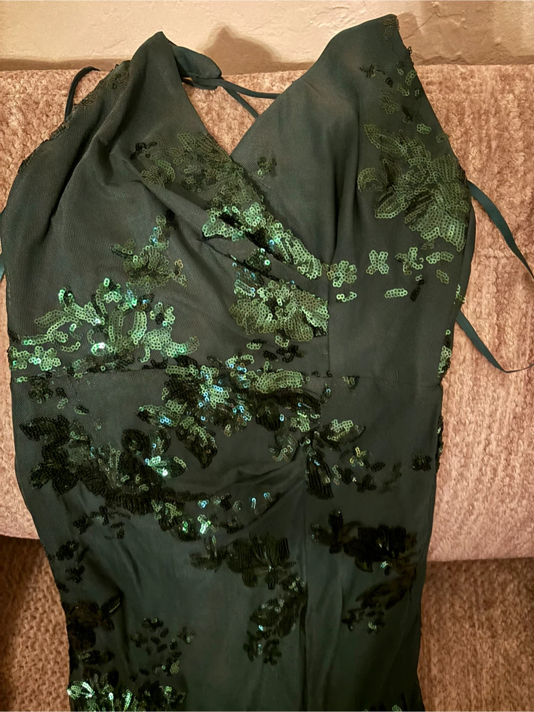Selfie Leslie Emerald Green Sequin Floral Maxi Dress - photo 3