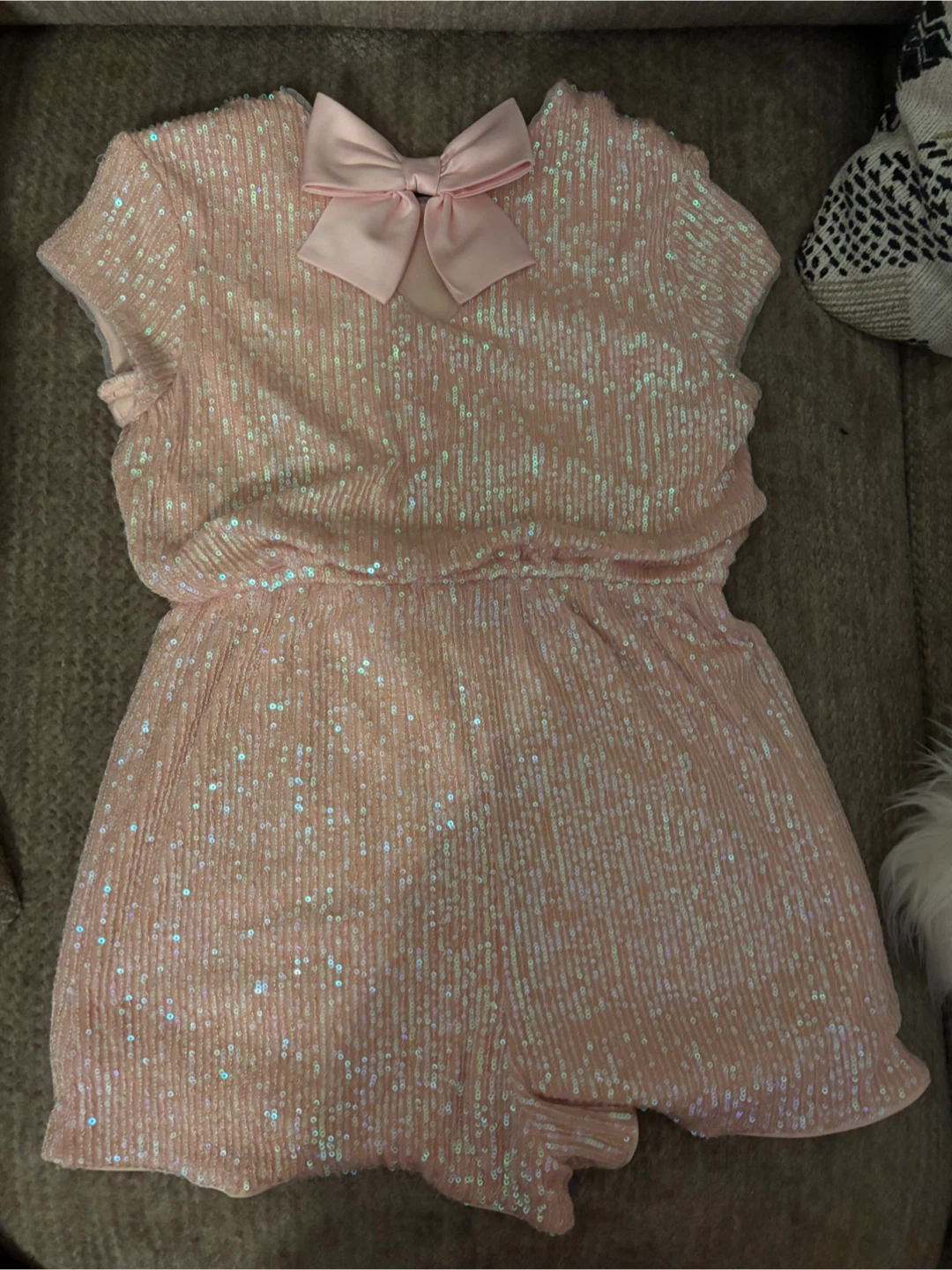 Pink Sequin Romper with Bow - photo 2