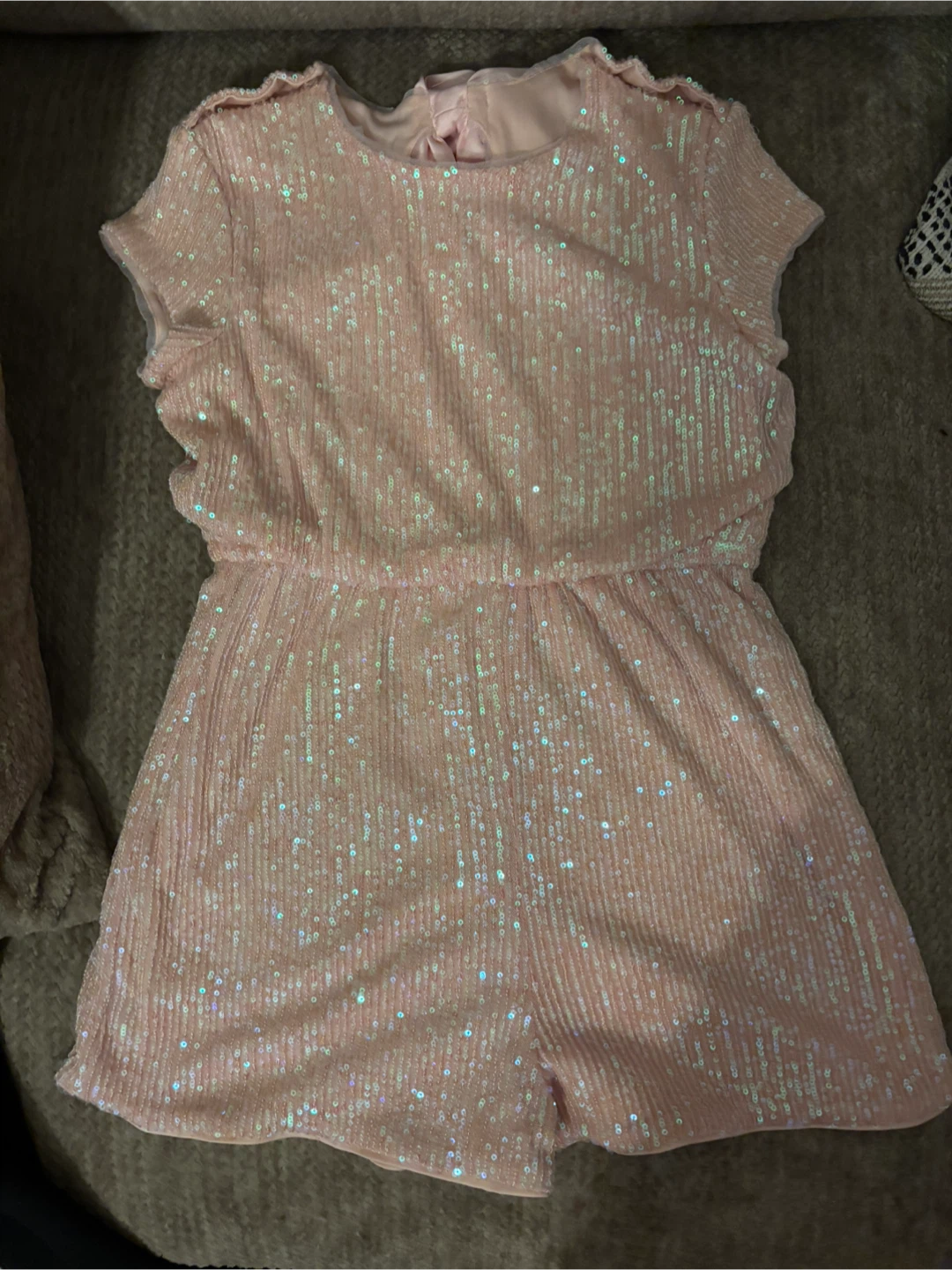 Pink Sequin Romper with Bow