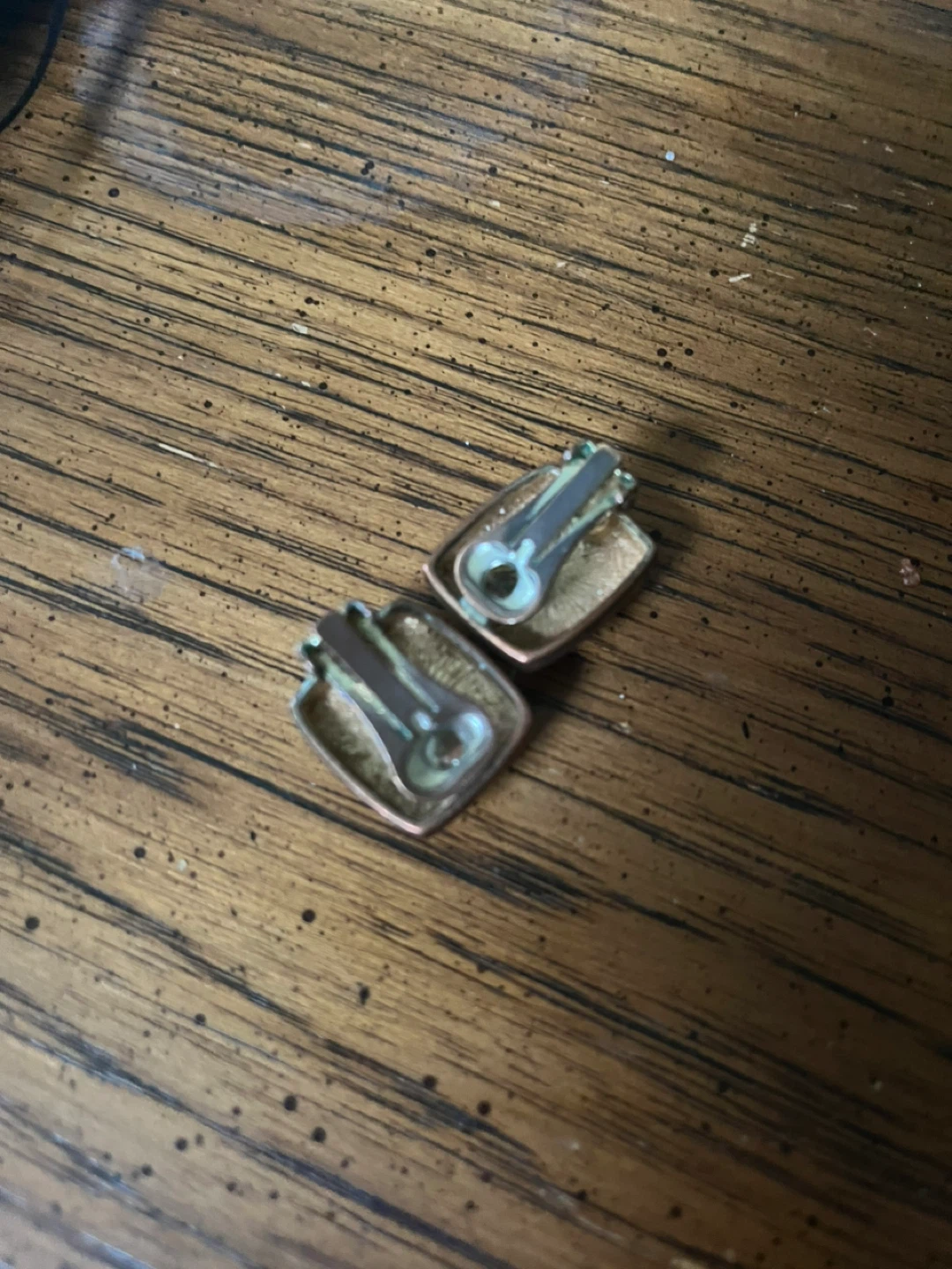 Vintage Cream and Gold Square Clip-On Earrings - photo 2