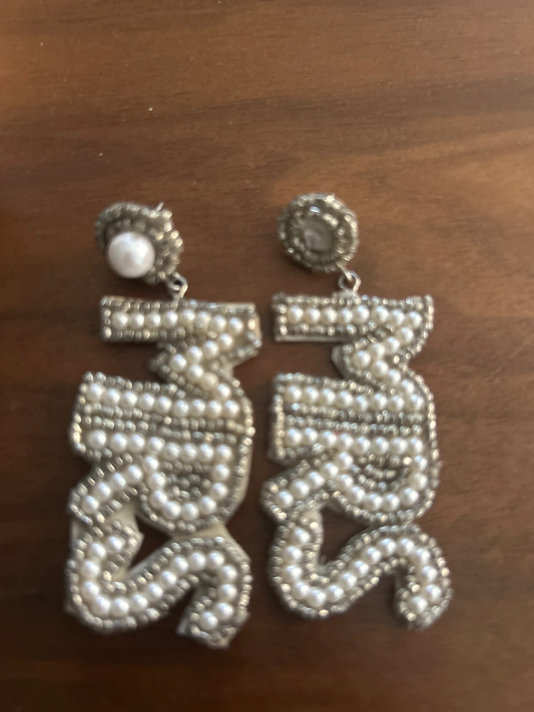White satin 'Bride' robe with rhinestones & MRS earrings - photo 4