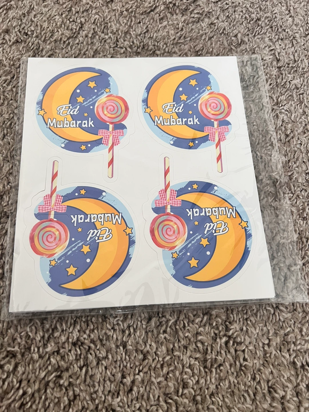 Eid Mubarak Moon & Lollipop Stickers