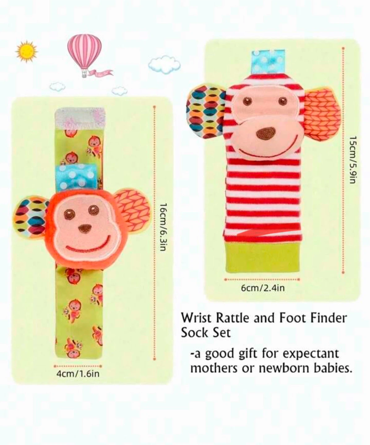 4 Piece Baby Wrist Rattle and Foot Finder Sock Set - photo 2