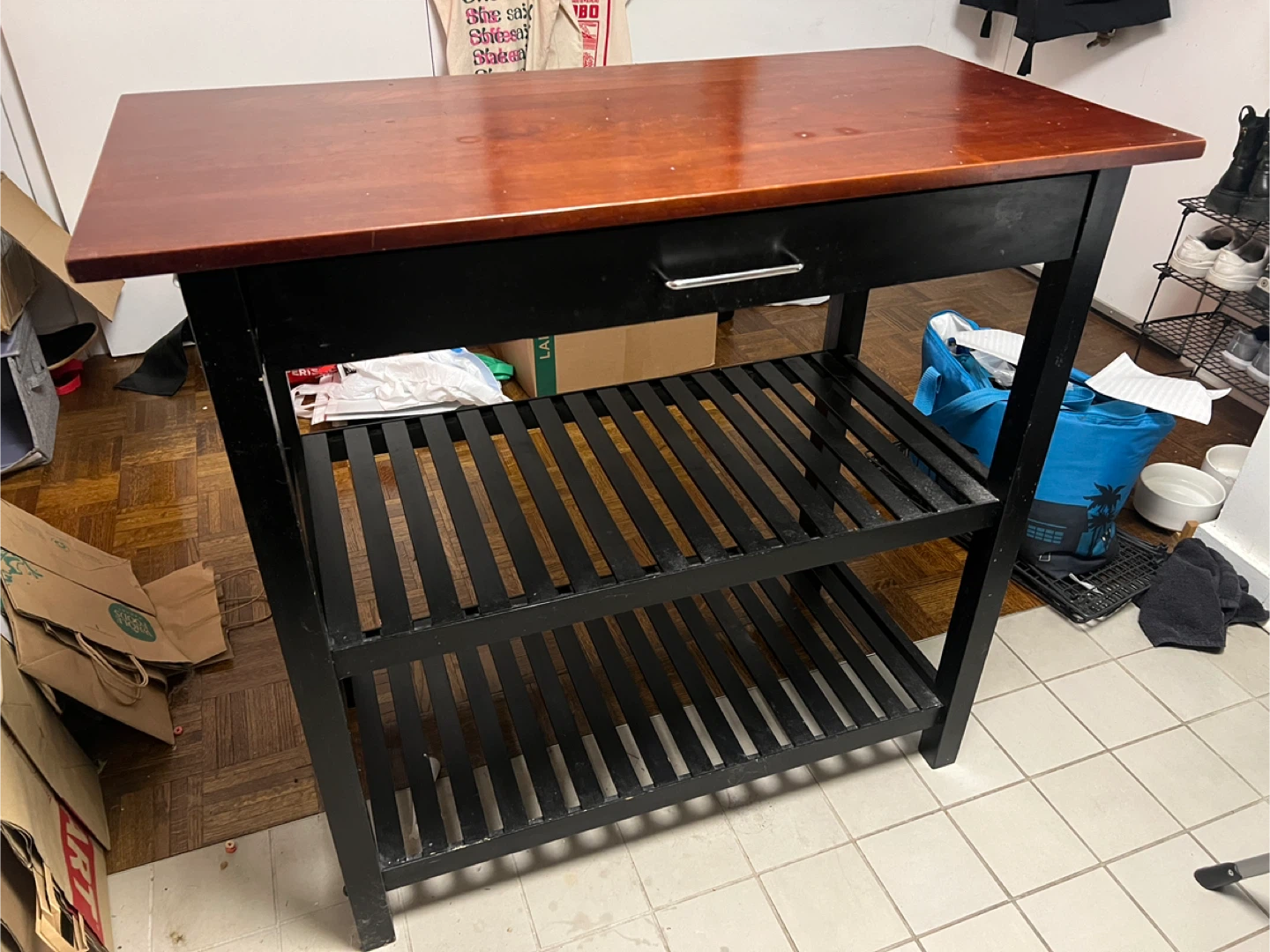 Kitchen Island with Drawer and Shelves