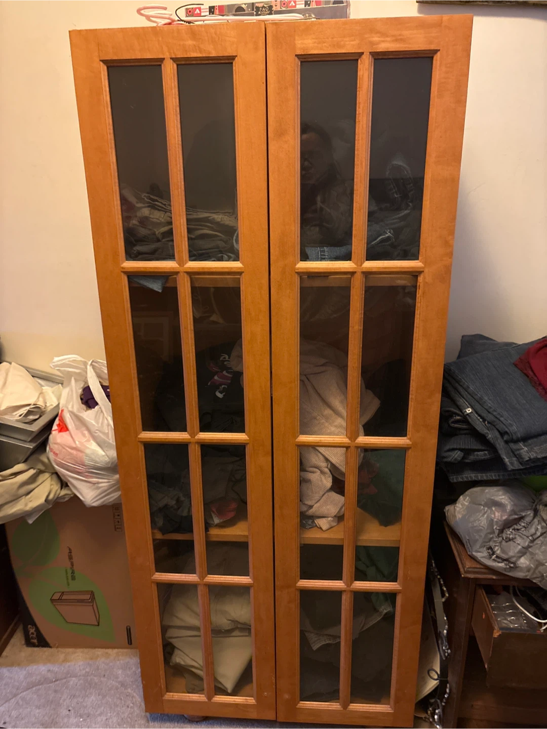 Wooden Cabinet with Glass Doors