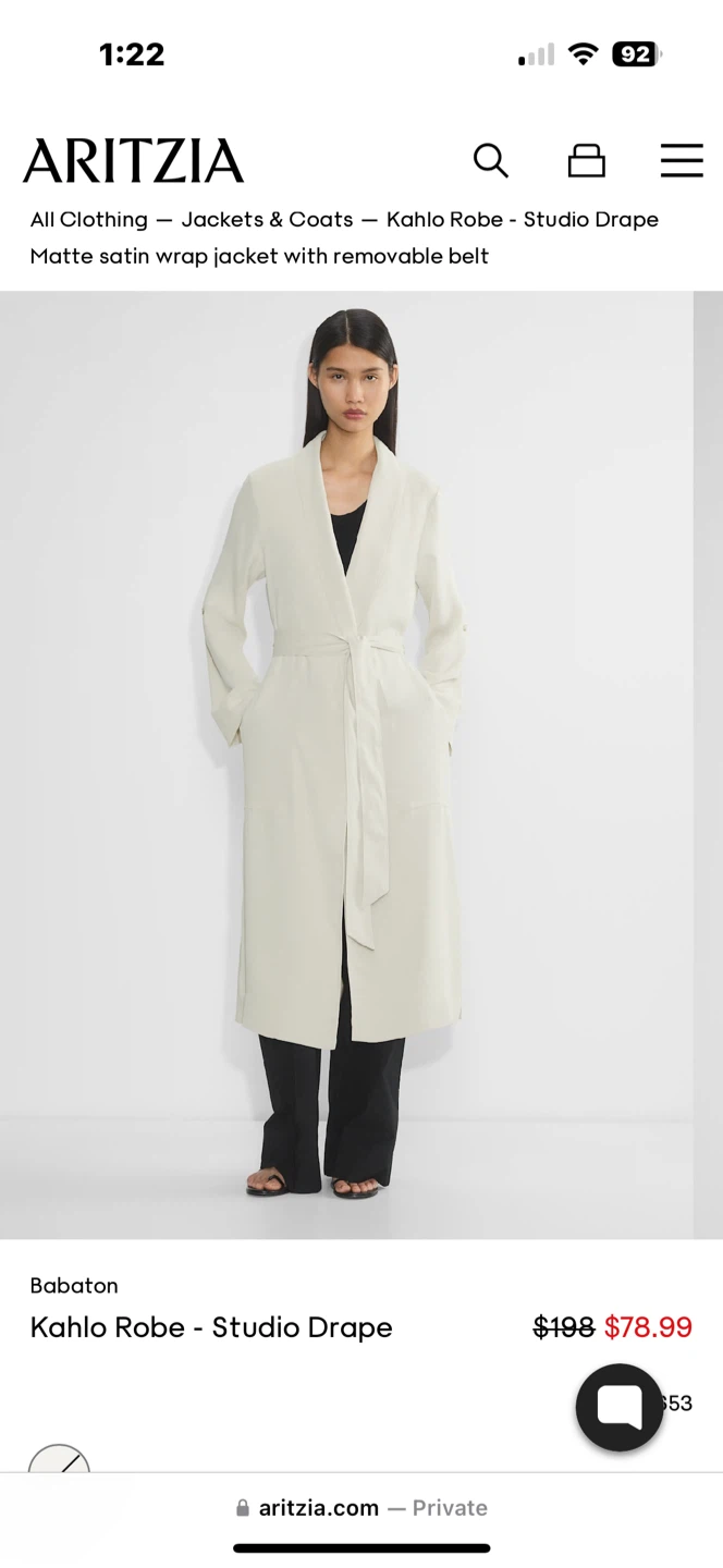 Babaton Kahlo Robe - Studio Drape Matte Satin Wrap Jacket