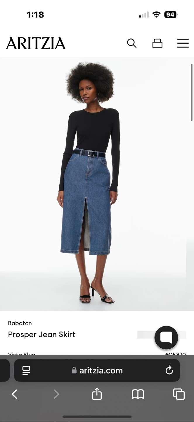 Aritzia Babaton Prosper Jean Skirt