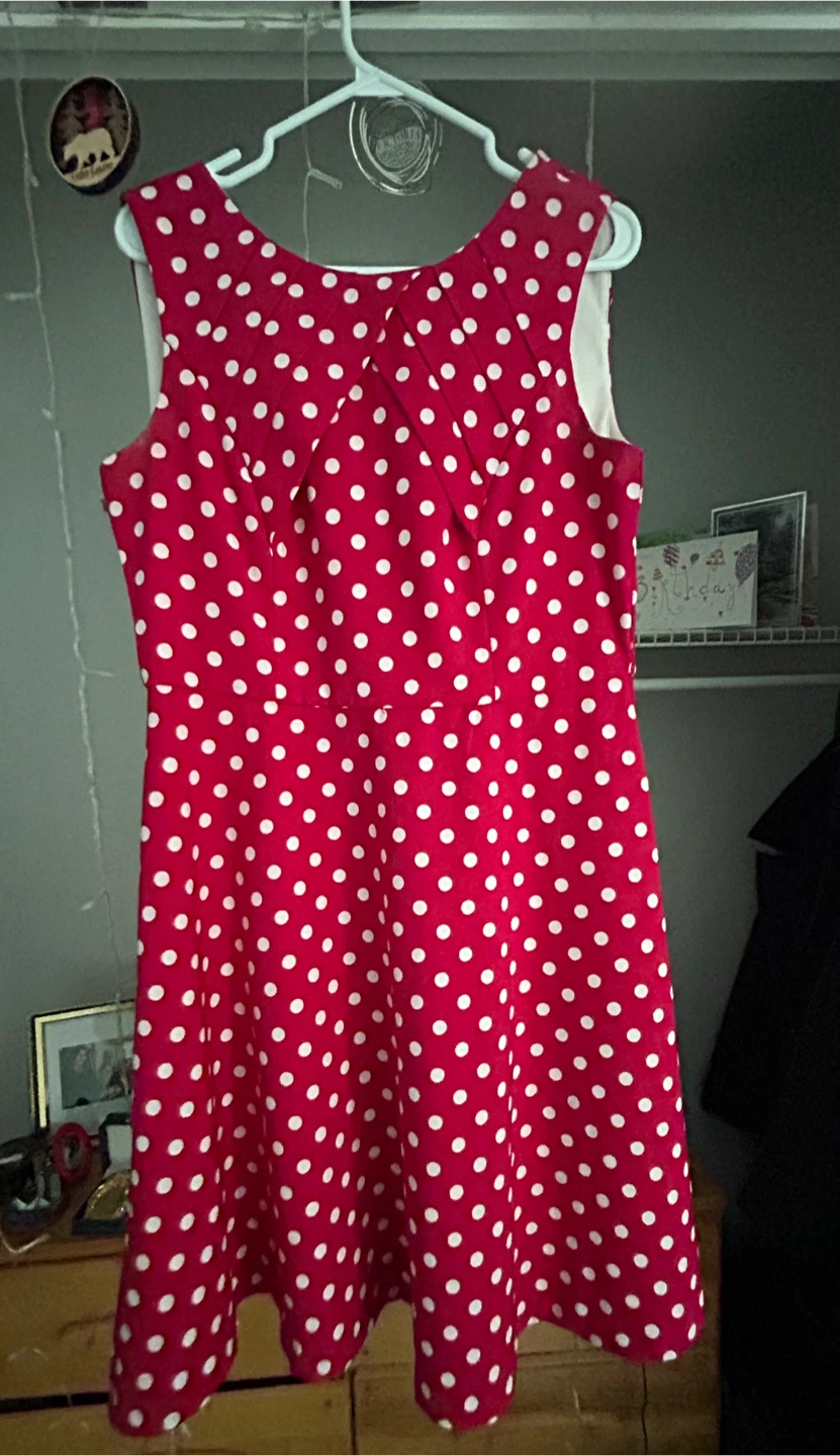 Hot Pink Polka Dot Sleeveless Dress