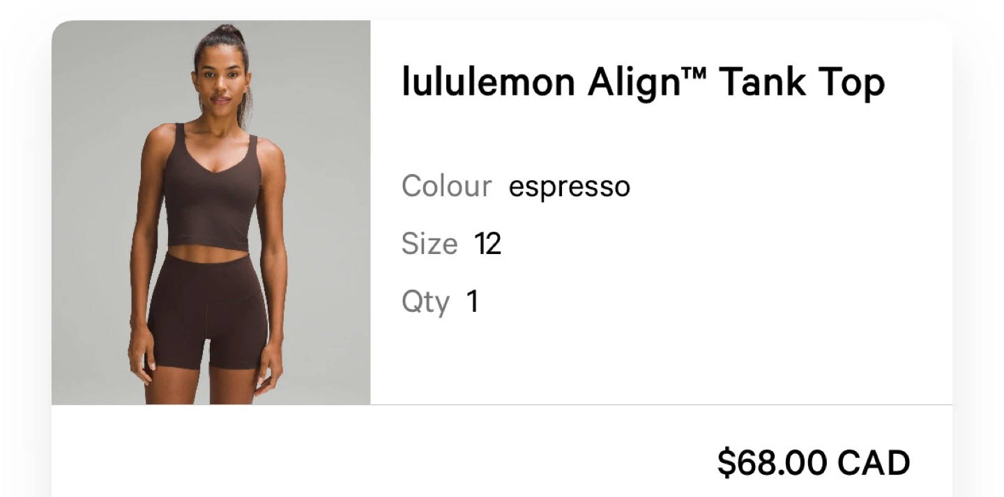 Lululemon Align Tank Top Espresso Size 12