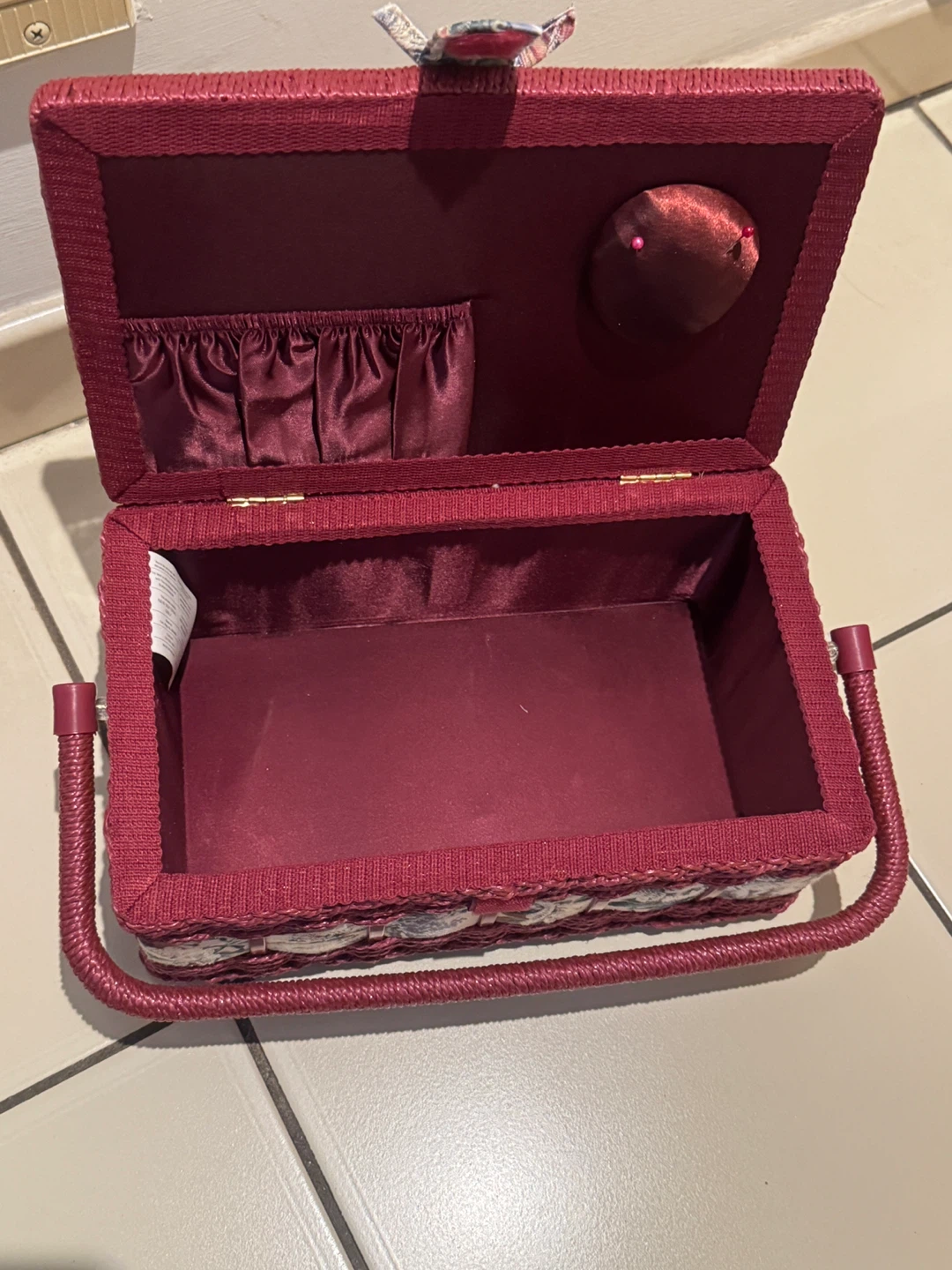 Vintage Floral Sewing Box with Handle