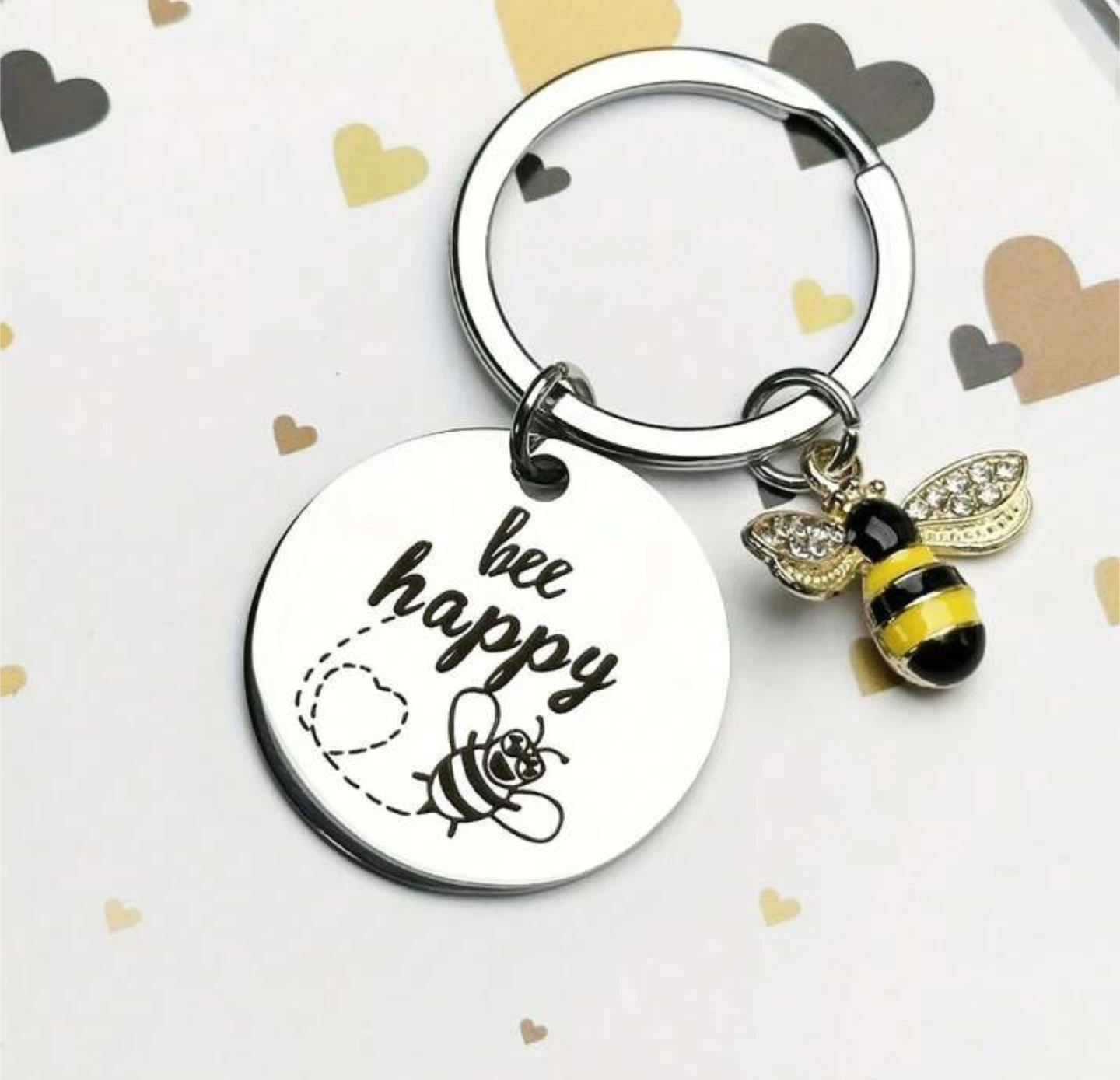Bee Happy Keychain with Charm - photo 3