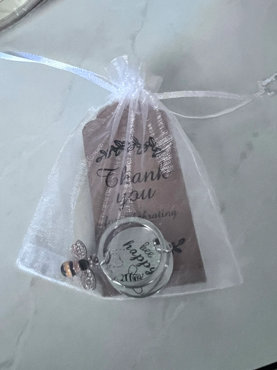 Bee Happy Keychain with Charm