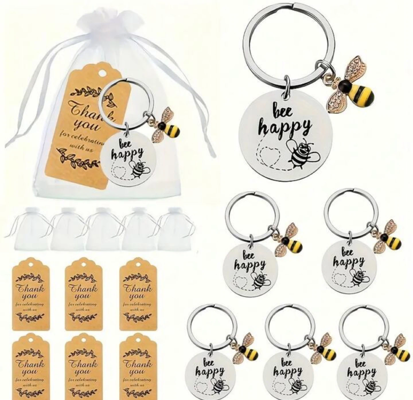 Bee Happy Keychain with Charm - photo 4