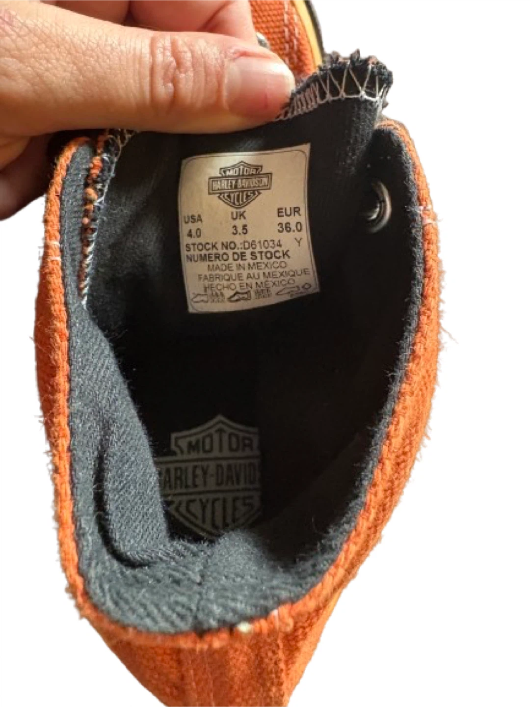 🧡 Harley‑Davidson Kids’ Orange Canvas High‑Top Sneakers - photo 4