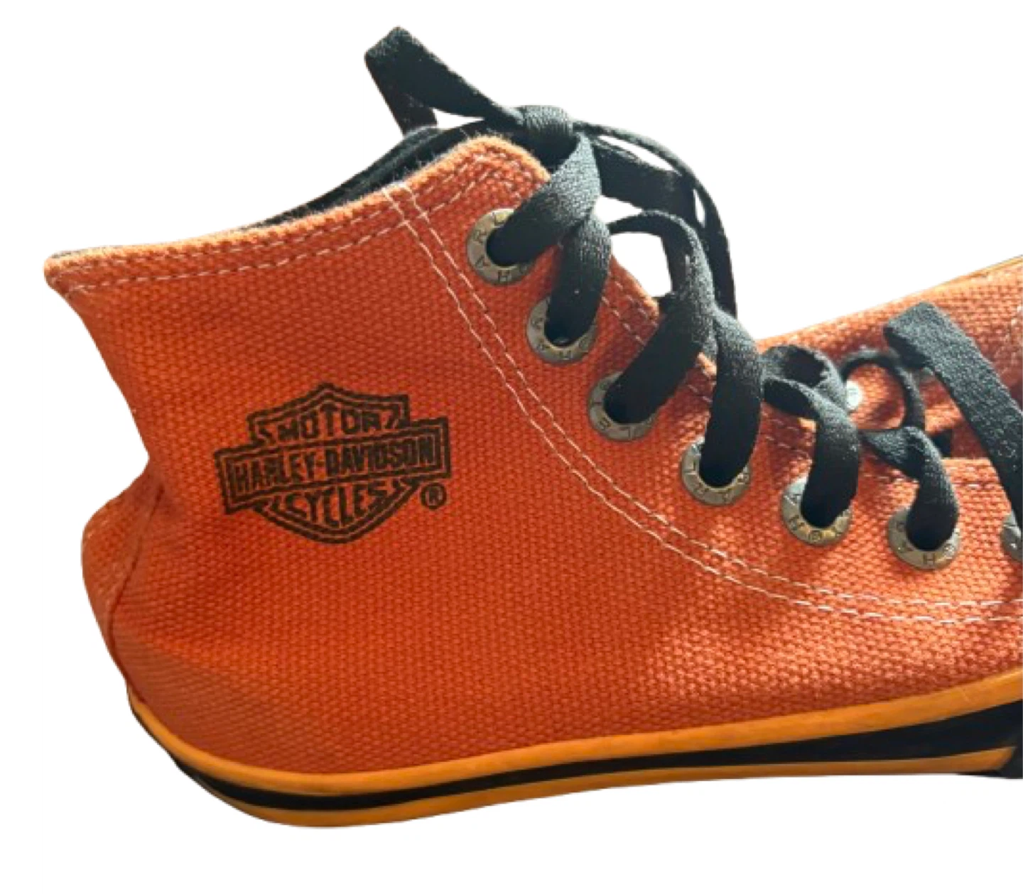 🧡 Harley‑Davidson Kids’ Orange Canvas High‑Top Sneakers - photo 3