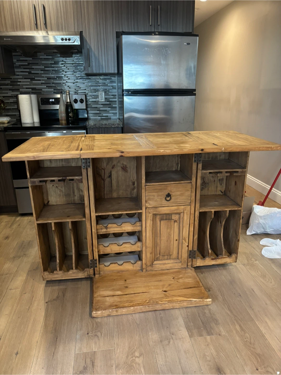 Wooden Bar Cabinet with Wine Racks