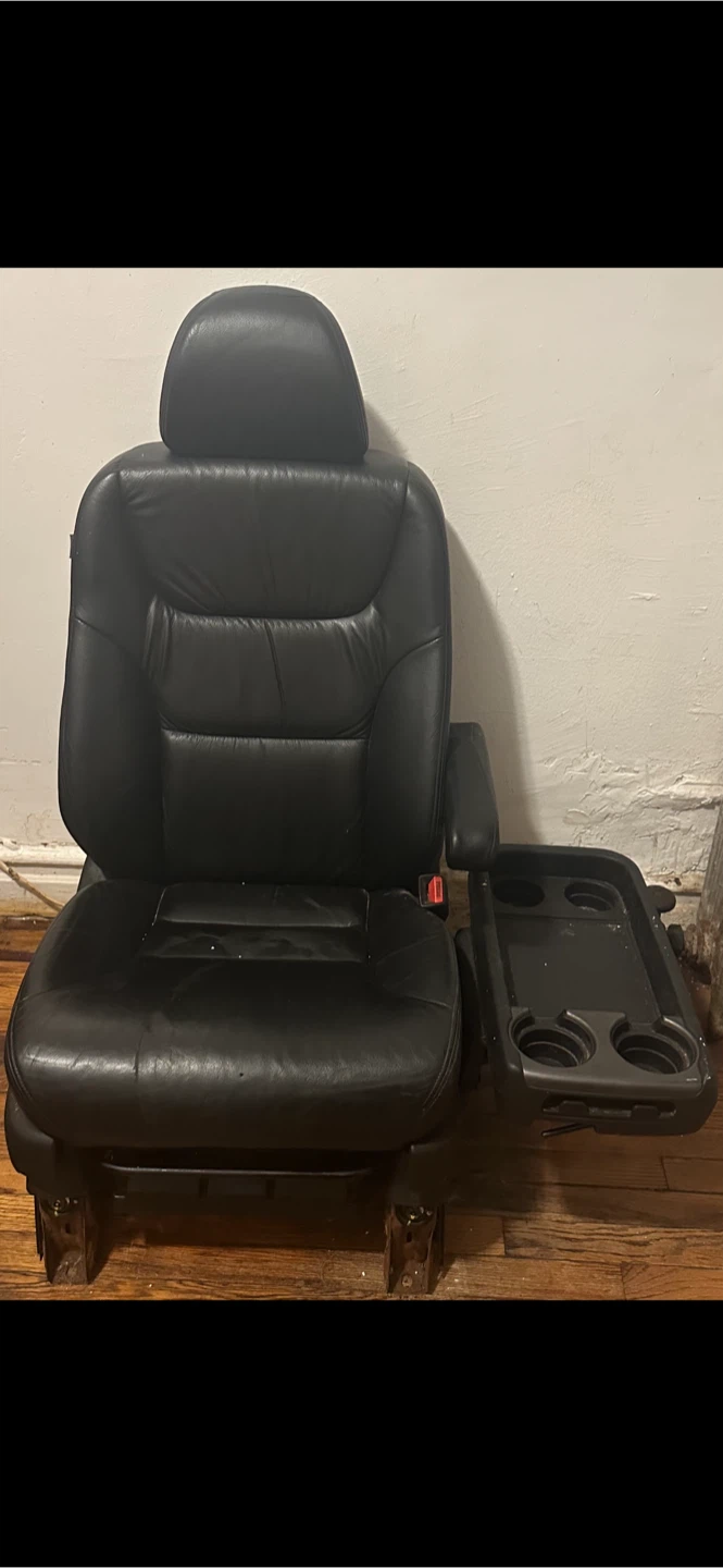 Black Leather Car Seat with Tray