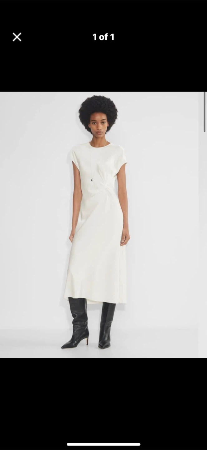 Cream Twist-Front Midi Dress