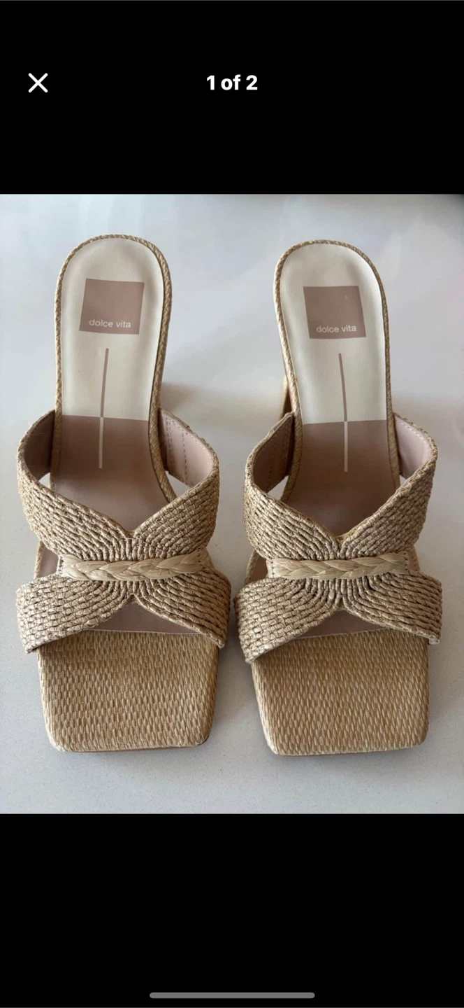Dolce Vita Straw Woven Heeled Mules