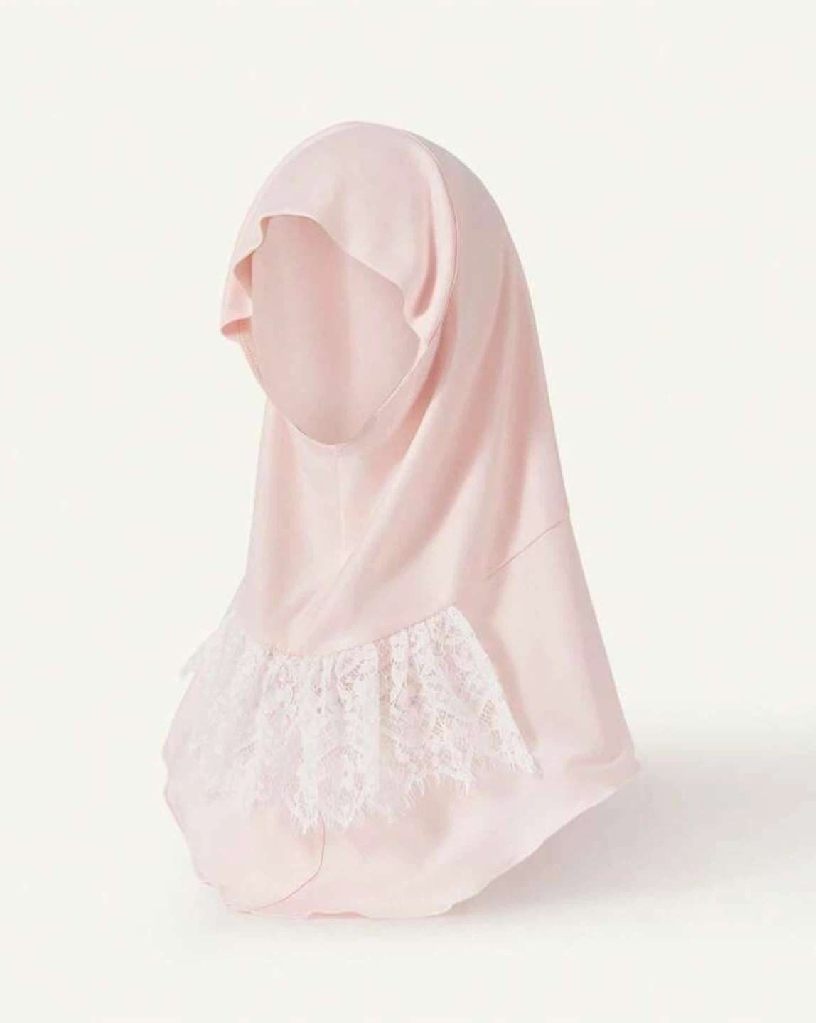Pink Lace Trim Hijab for Kids - photo 2