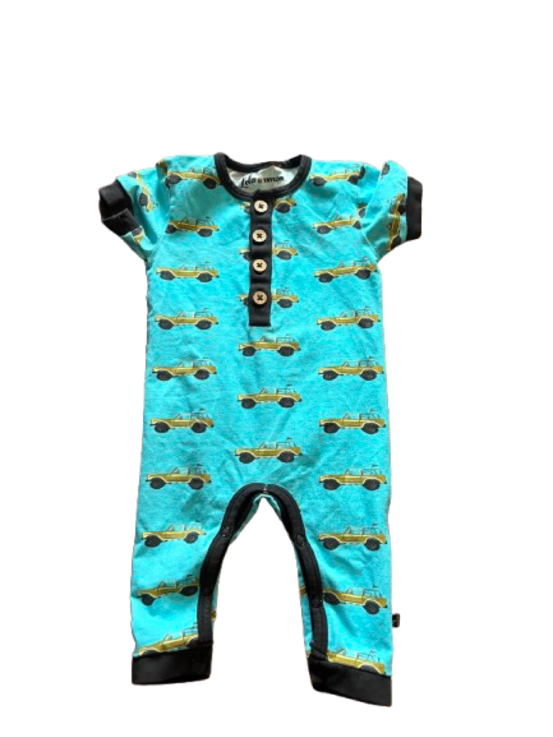 🚗 Lola & Taylor Organic Car Romper — 6–12M