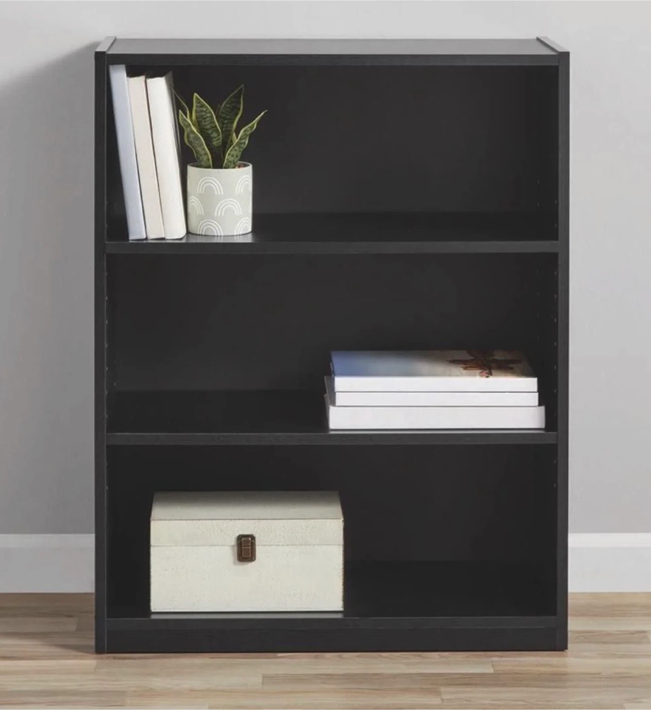 Black 3-Shelf Bookshelf