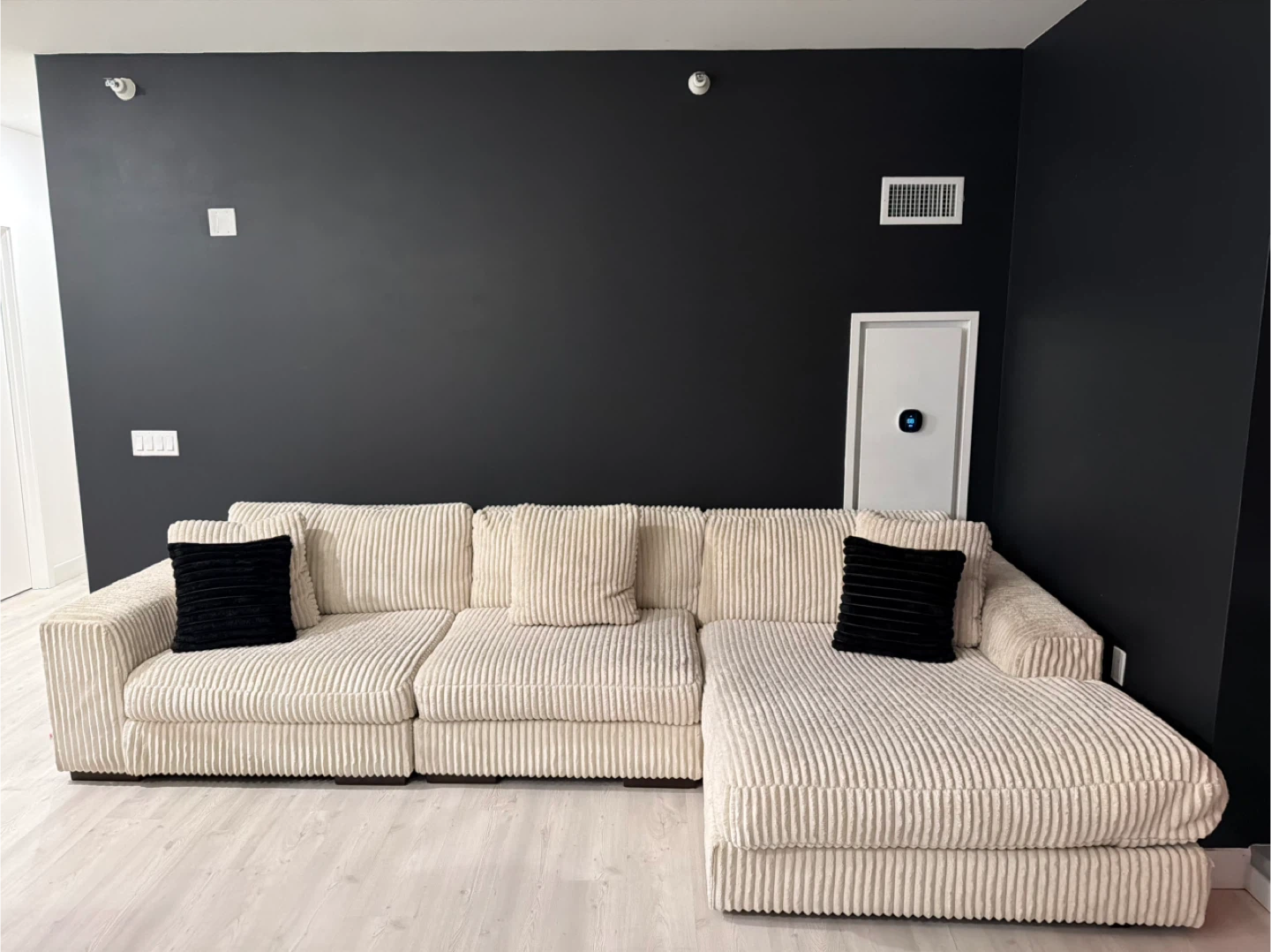 Cream Corduroy Sectional Sofa