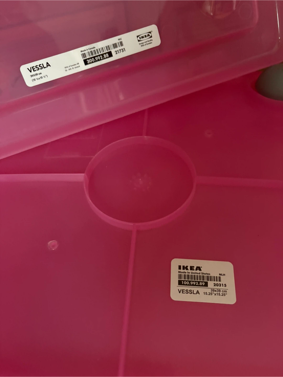 IKEA VESSLA Pink Storage Bin with Lid and Wheels - photo 4
