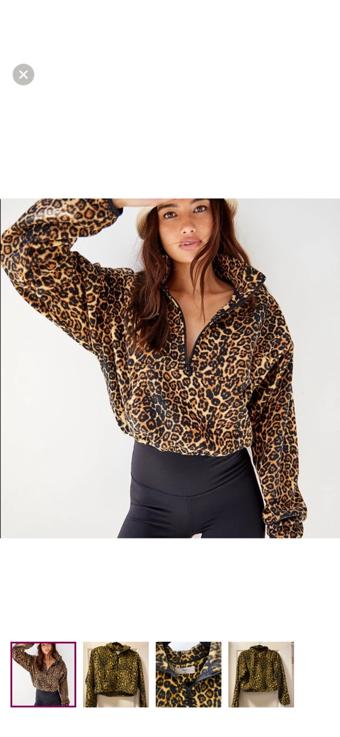 Tna Leopard Print Fleece 1/2 Zip Pullover XXS