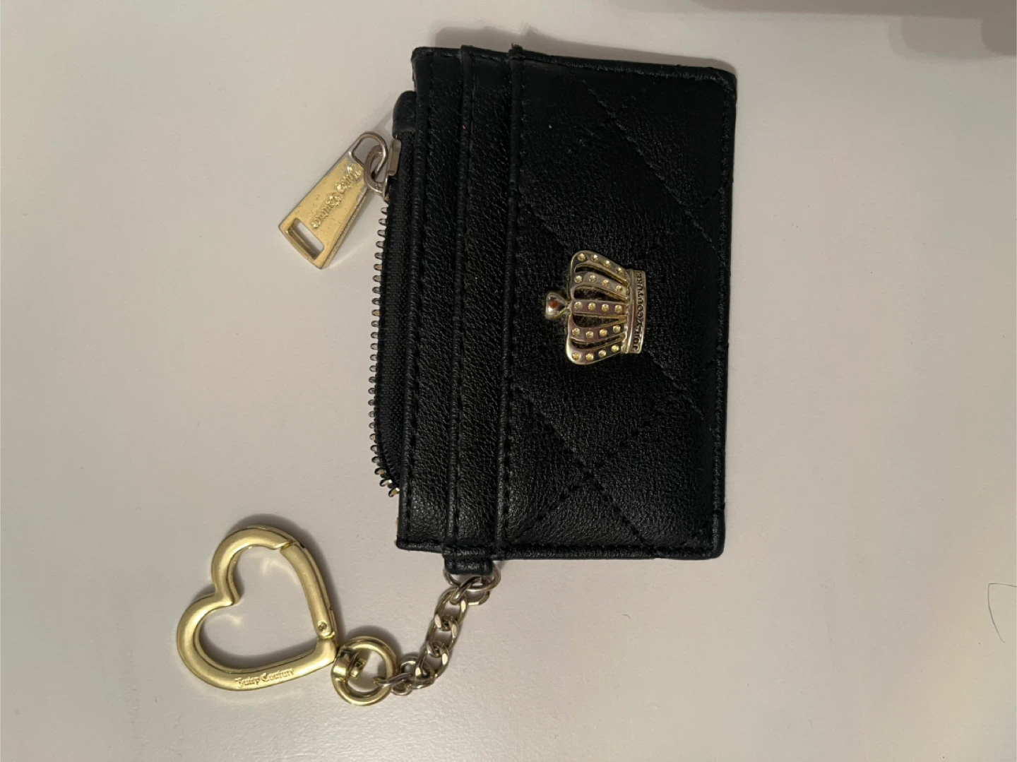 Juicy Couture Black Cardholder Wallet with Heart Keychain