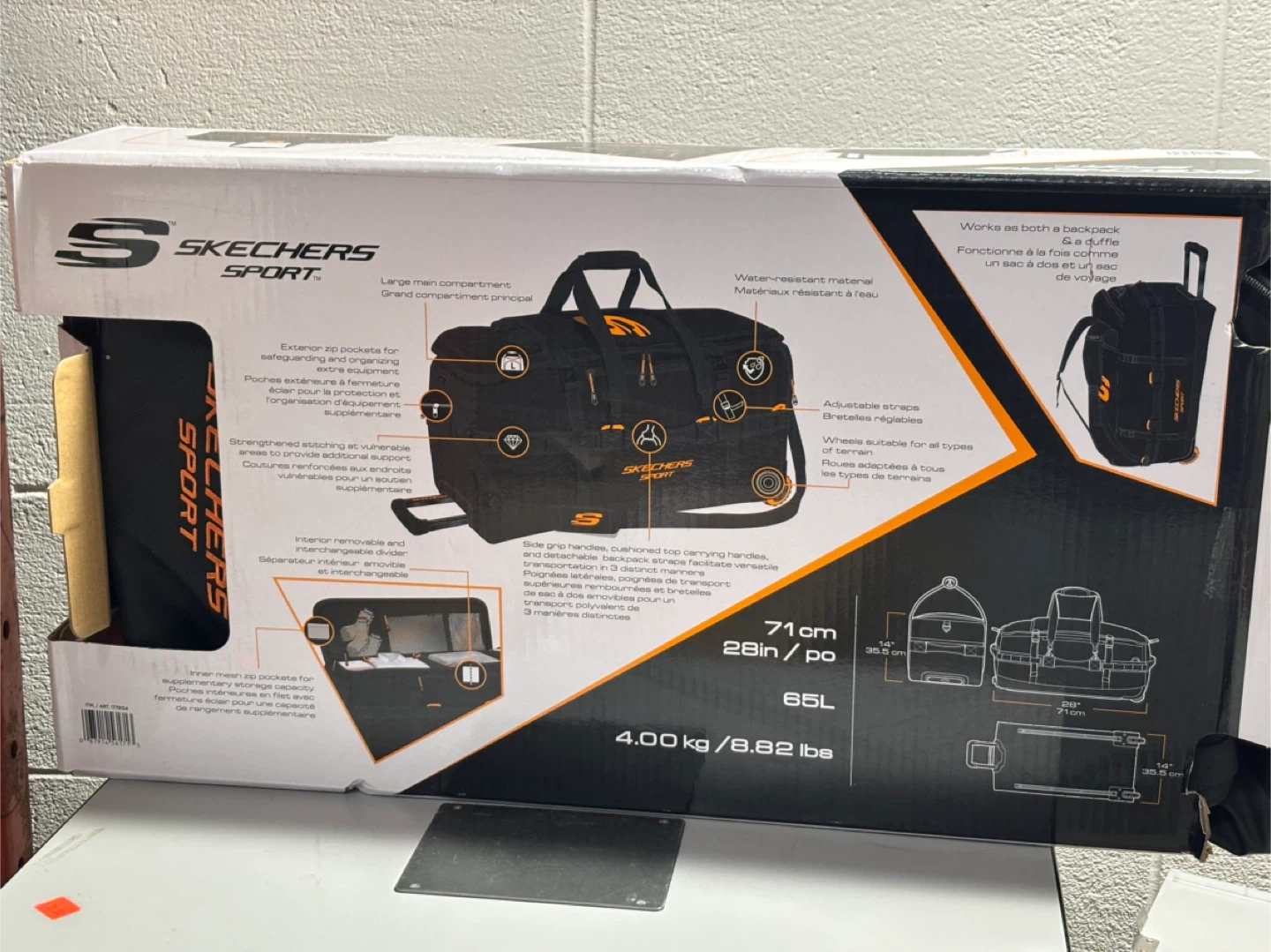 Skechers Sport Rolling Duffel Bag 65L Black Orange - photo 3