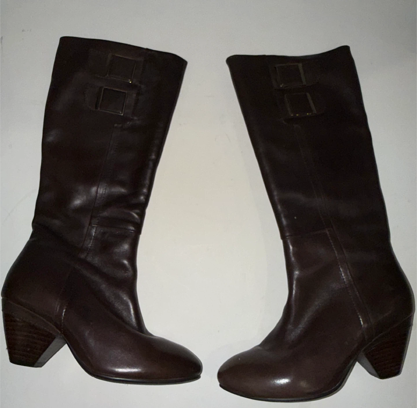 Brown and light brown Leather Knee-High Boots 2 pairs