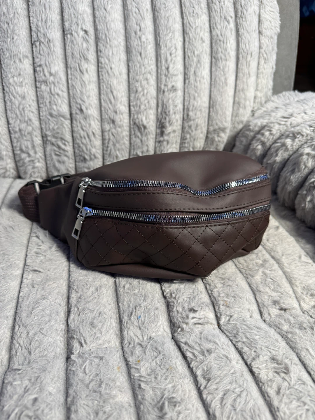 Brown Quilted Fanny Pack