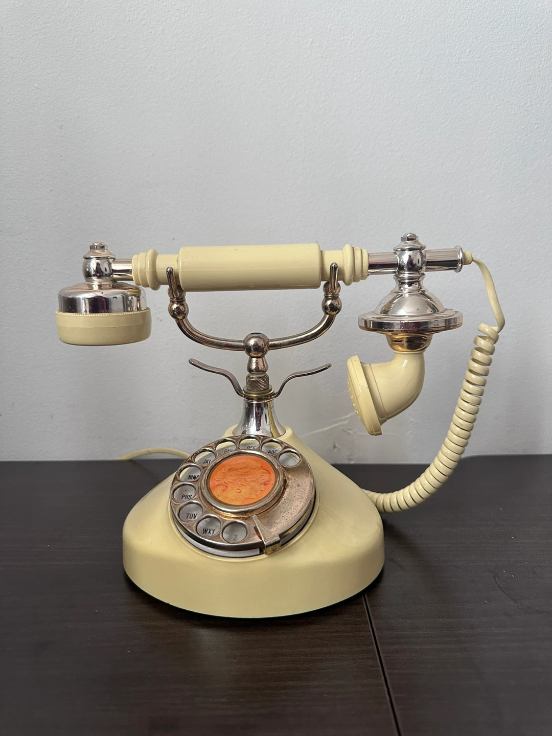 Vintage Rotary Dial Telephone Cream/Yellow French Style - photo 2