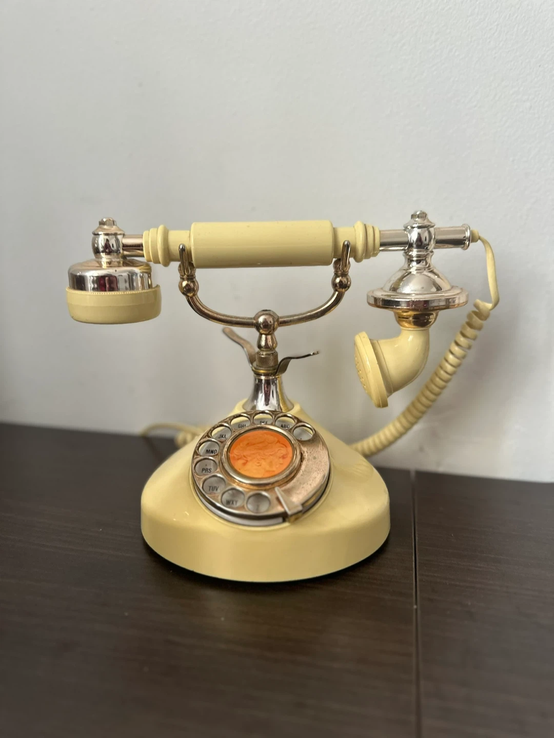Vintage Rotary Dial Telephone Cream/Yellow French Style - photo 3