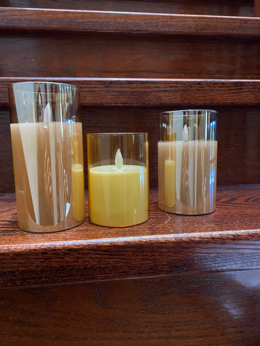 Set of 3 LED Flameless Candles in Glass Holders