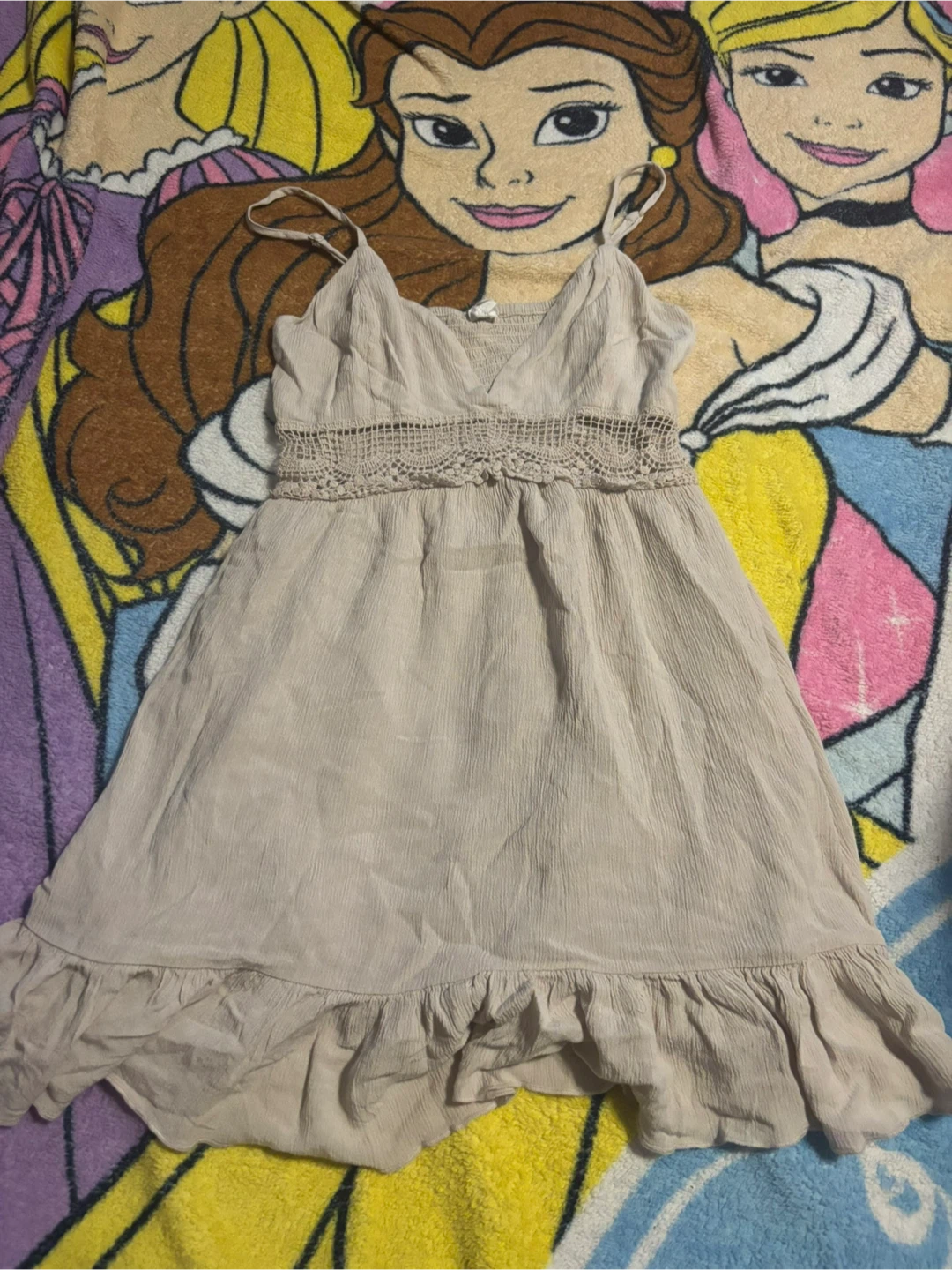 Women's Beige Dress with Crochet Detail