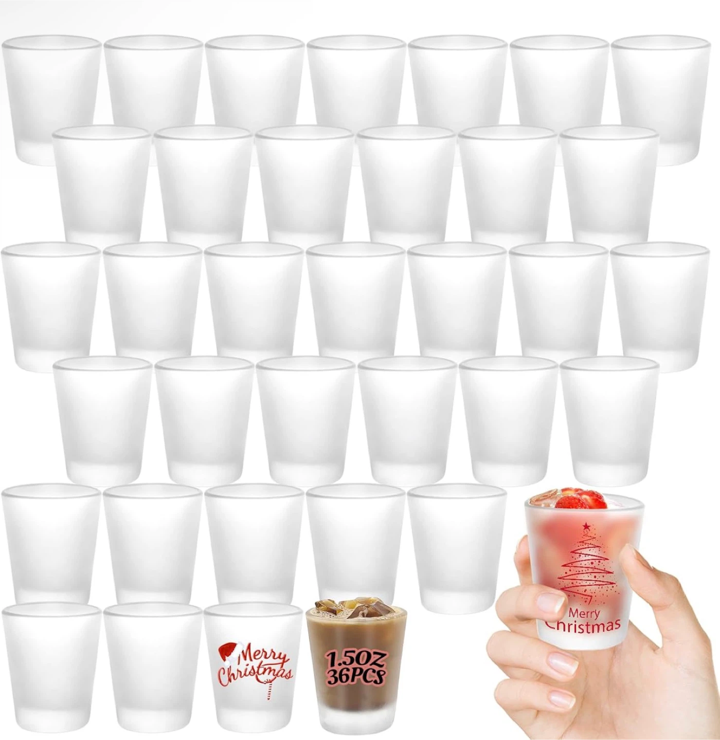 New 50 Pack Frosted Shot Glasses 1.5 oz