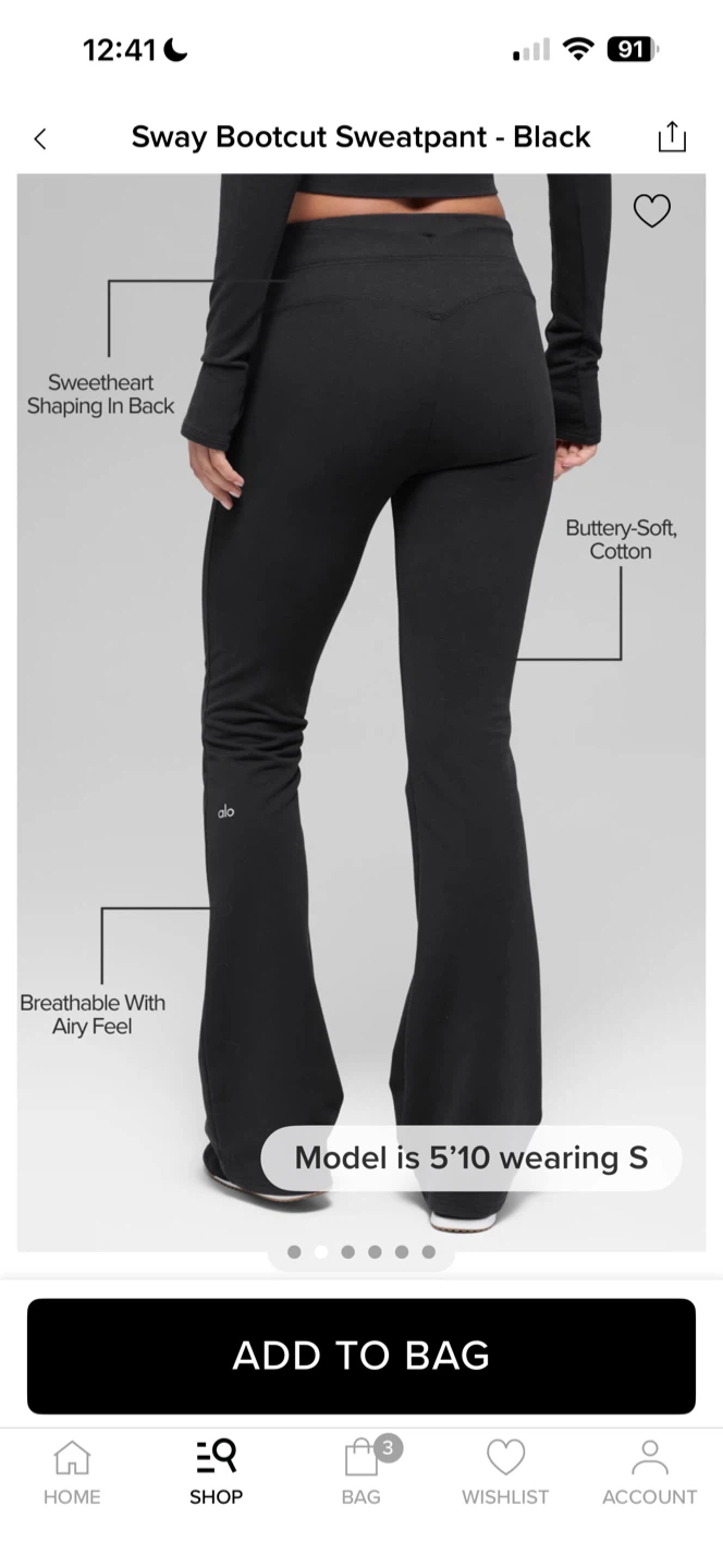 Alo Yoga Sway Bootcut Sweatpant - Black - photo 2