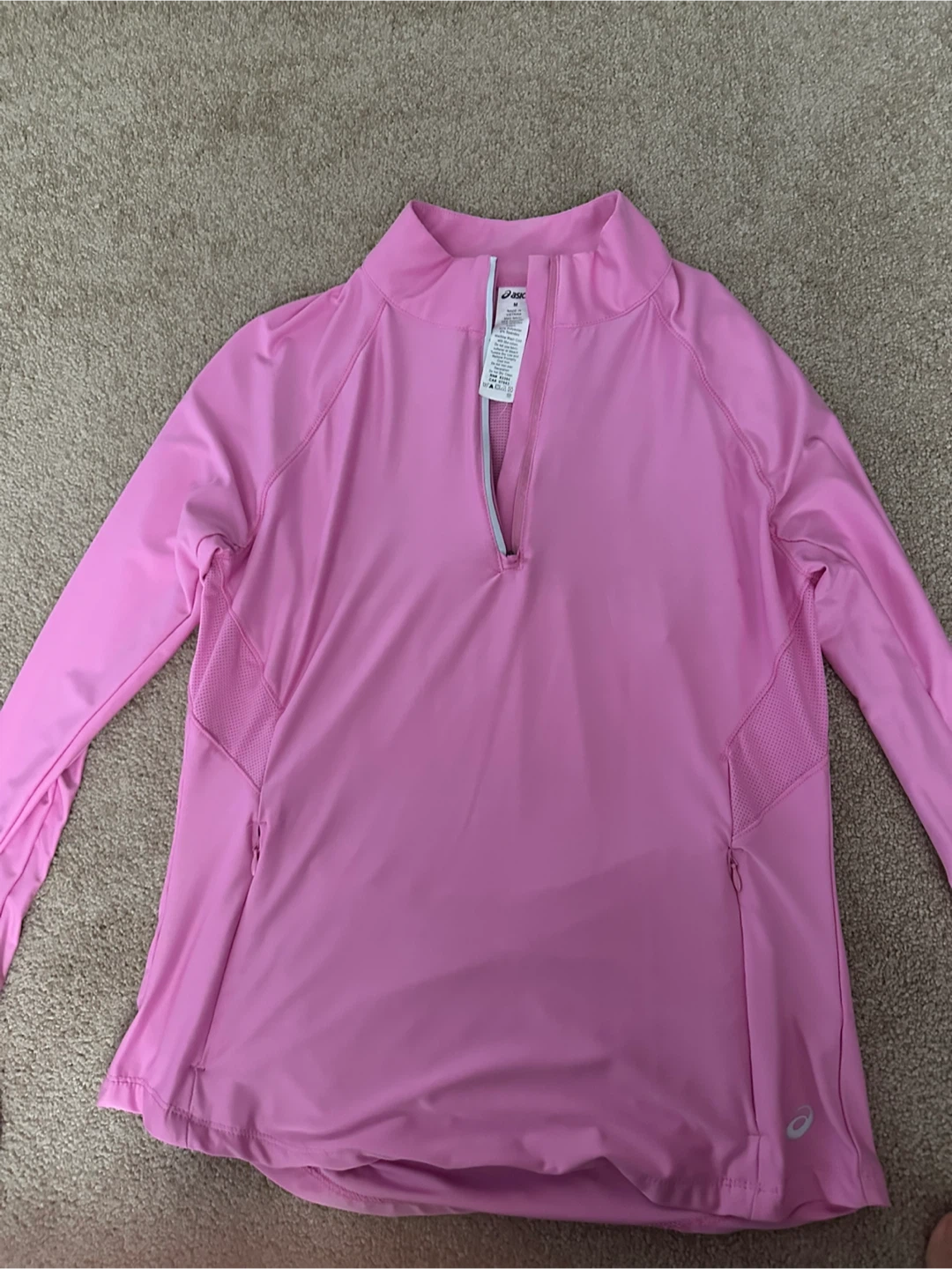 ASICS Pink 1/4 Zip Long Sleeve Athletic Shirt