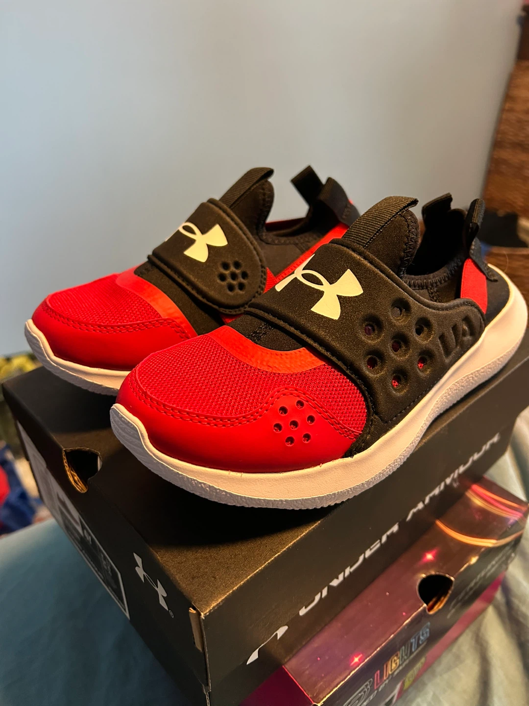 Under Armour Kids Red & Black Slip-On Shoes